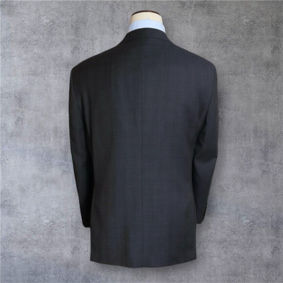 ZANETTI Mens 2 Piece Suit Blazer Jacket 48L Pant 40Wx30L WOOL Gray Windowpane - Picture 3 of 16